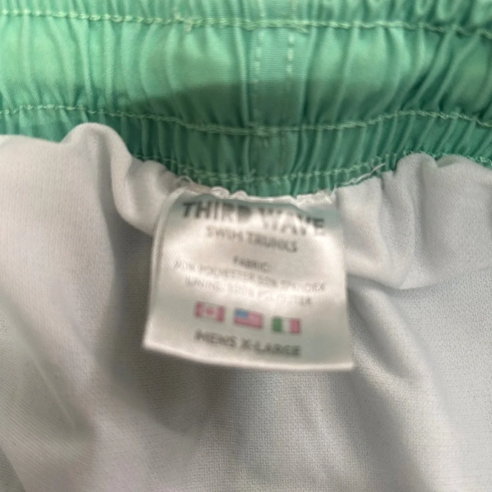 Third Wave Mens Mint Green Swim Trunks Size XL Yellow Drawstring Zipper Pocket